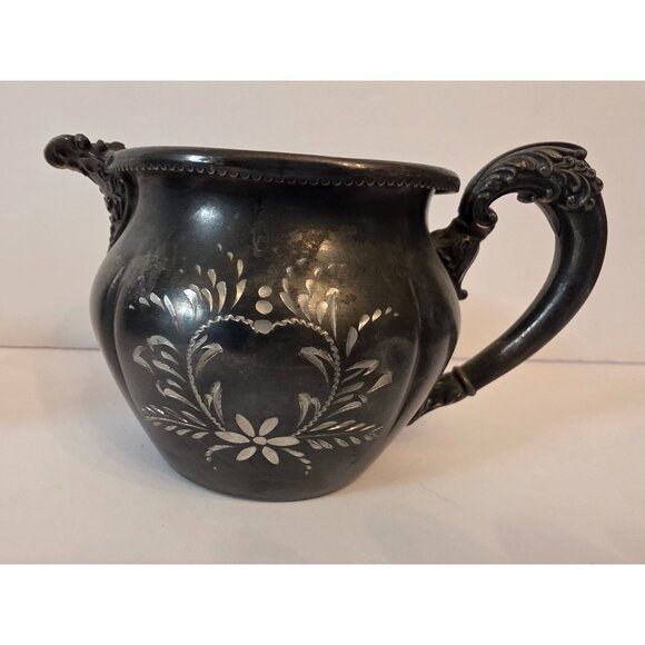 Vintage Forbes Silver Plated Sugar Bowl & Creamer Engraved Floral Ornate Handles - Picture 8 of 14